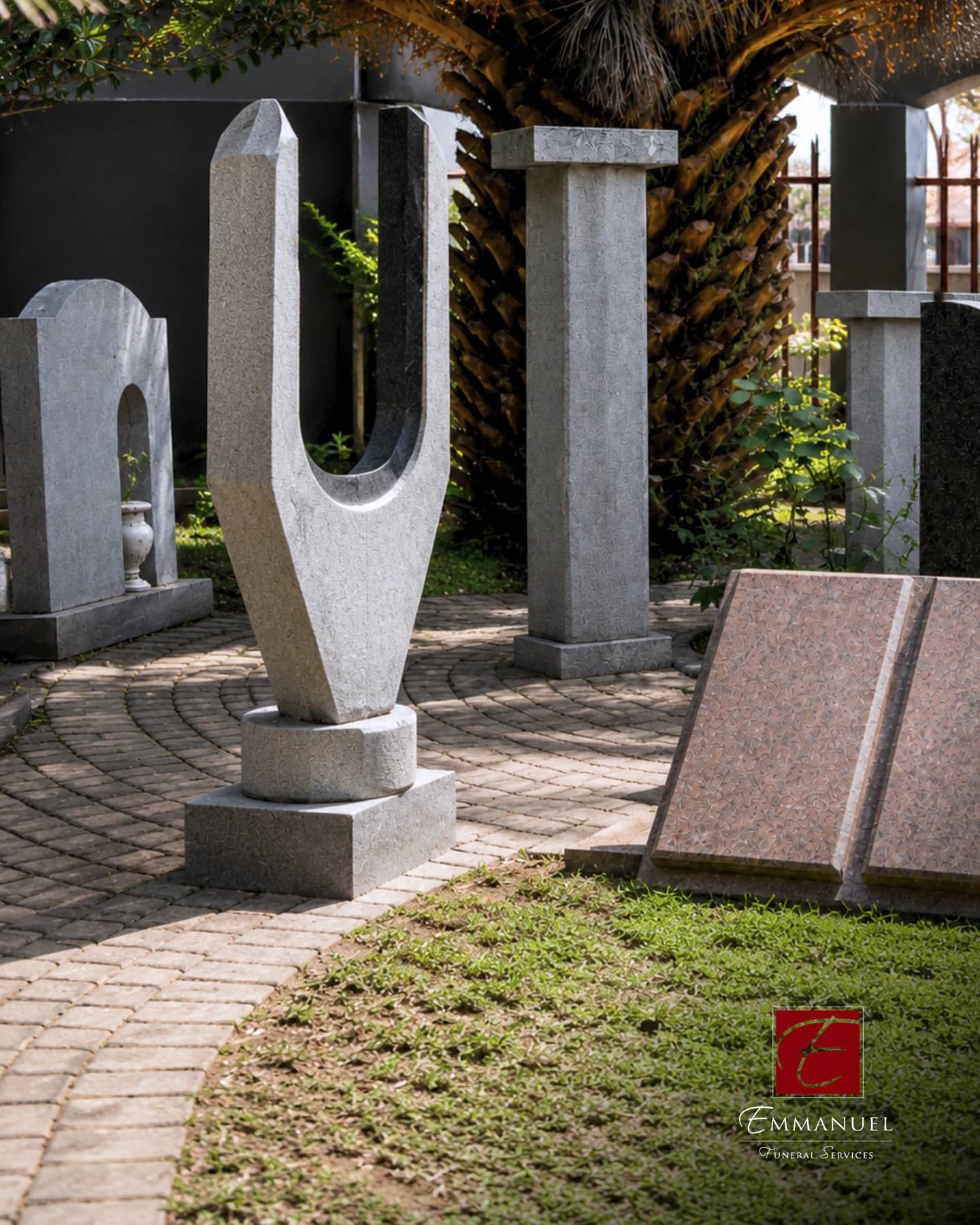 Granite memorials on display at Emmanuel Funeral Services